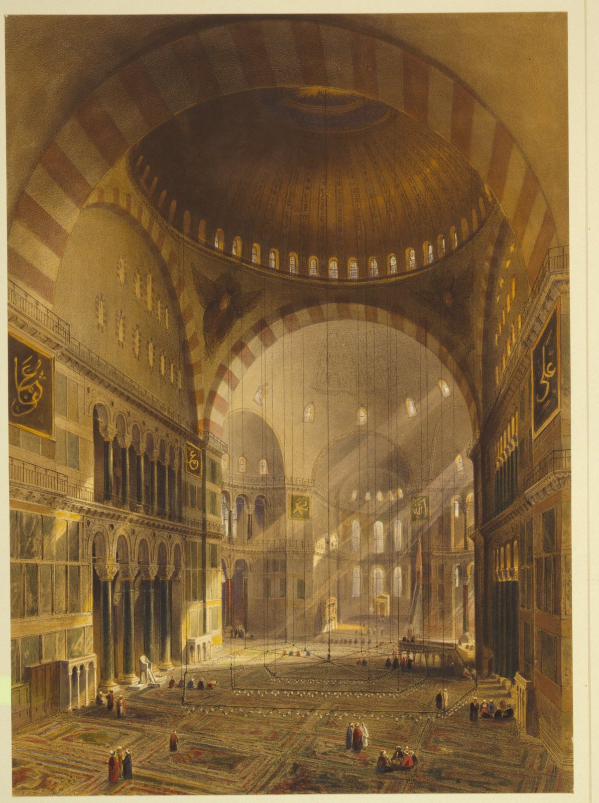 L'intérieur de Sainte-Sophie avant la restauration des Fossati, lithographie de 1852